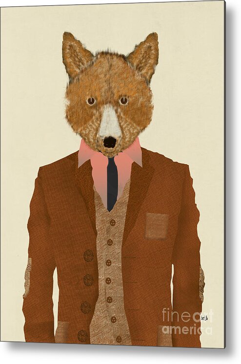 Fox Metal Print featuring the painting Mr Fox by Bri Buckley