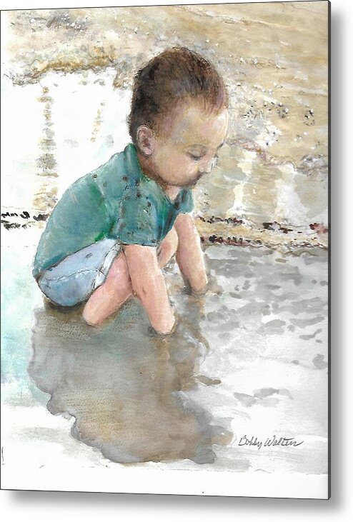 Boy Metal Print featuring the painting Mud Baby by Bobby Walters