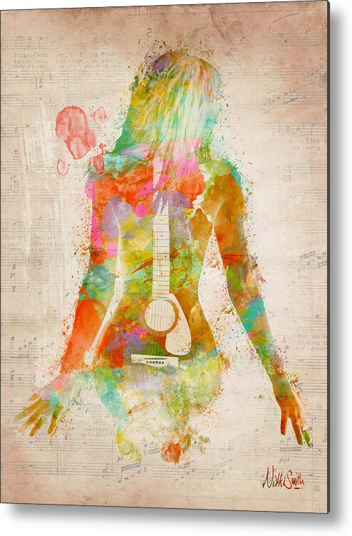 Guitar Metal Print featuring the digital art Music Was My First Love by Nikki Marie Smith
