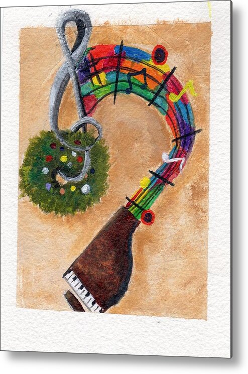 Christmas Metal Print featuring the painting Musical Christmas by Deborah Naves