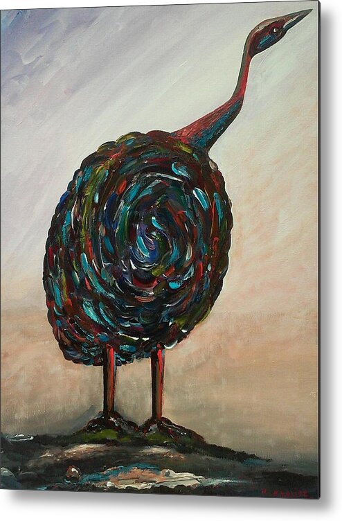 Semi-abstract Art Metal Print featuring the painting My Bird by Ray Khalife