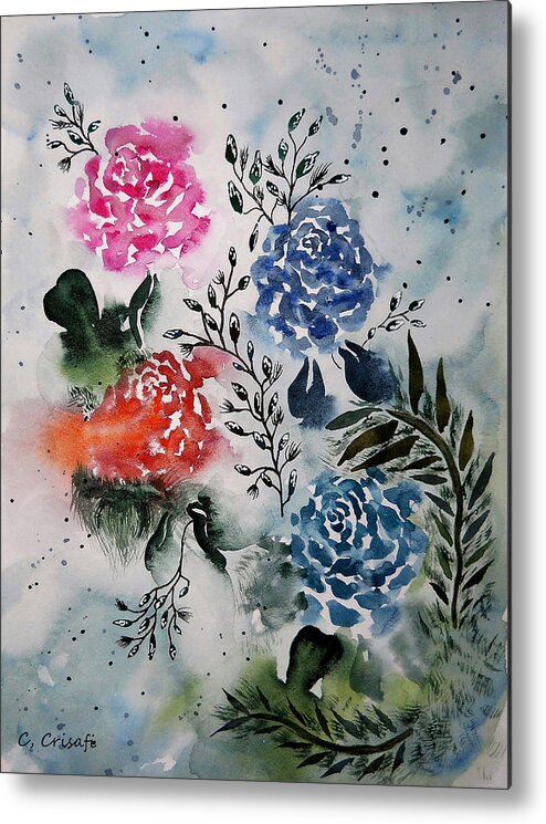 Rose Metal Print featuring the painting My Fair Roses by Carol Crisafi