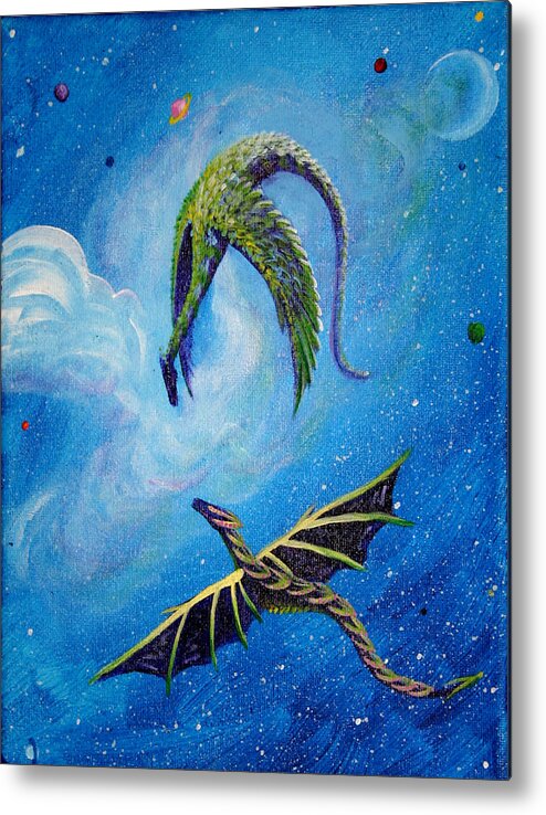 Dragon Metal Print featuring the painting Namaste by M E
