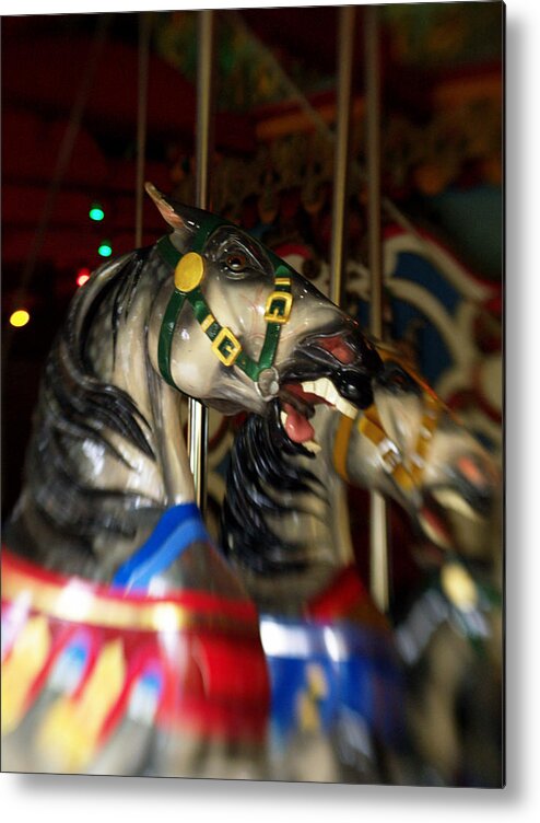 Nyc Metal Print featuring the photograph Night Mares At The Central Park Carousel 2 by Dorothy Lee