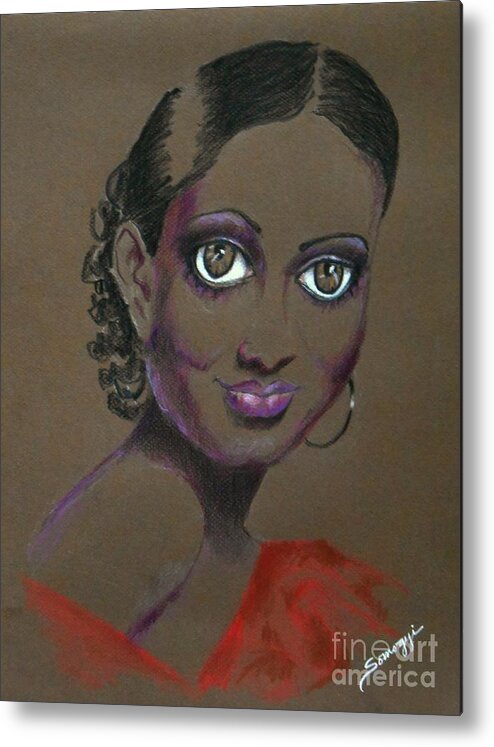 African-american Metal Print featuring the drawing Nina Mae -- African-American Actress Portrait by Jayne Somogy