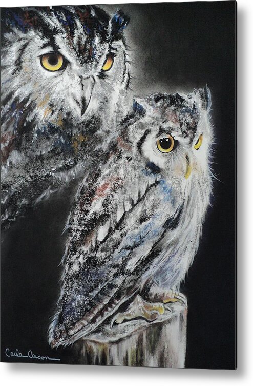 Owl Metal Print featuring the pastel Noble Owl Guardian of the Afterlife by Carla Carson