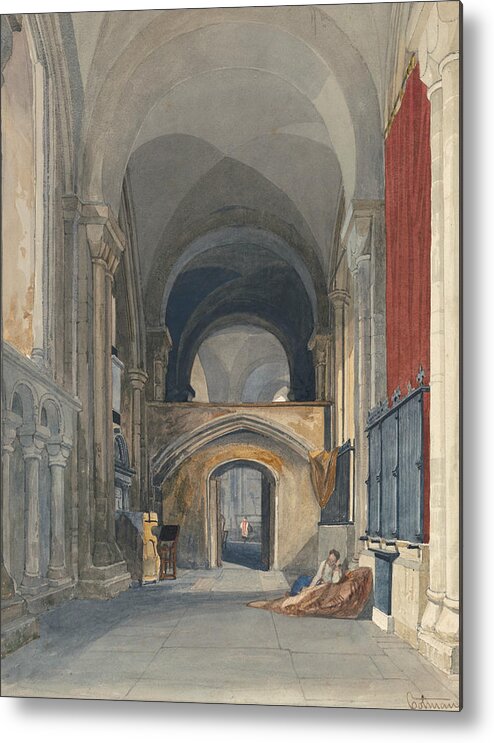 John Sell Cotman Metal Print featuring the painting Norwich Cathedral - Interior of the North Aisle of the Choir, Looking East by John Sell Cotman