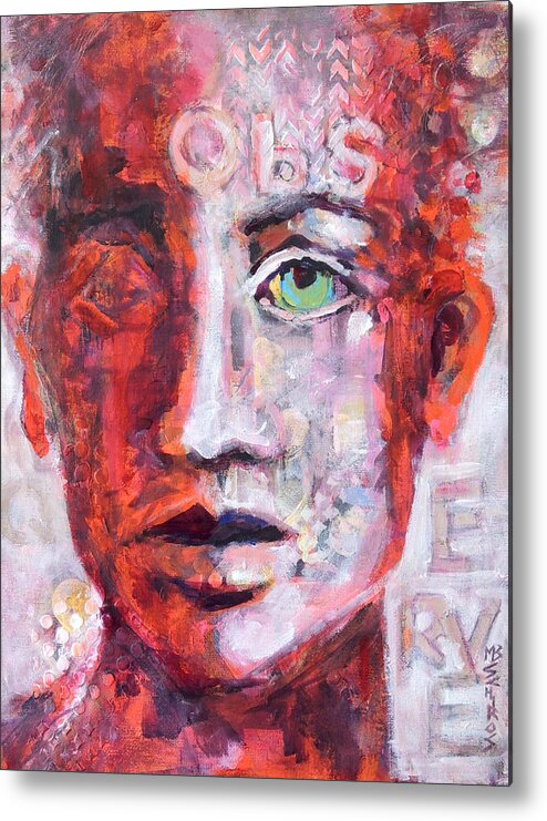 Schiros Metal Print featuring the painting Observe by Mary Schiros