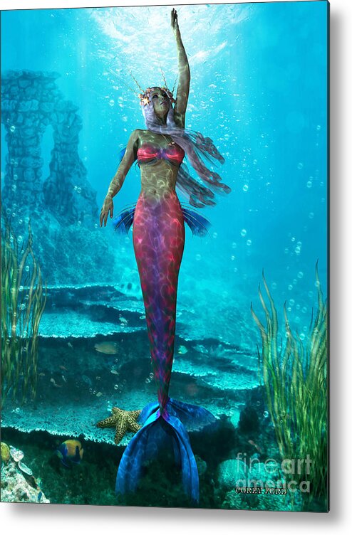 Mermaid Metal Print featuring the painting Ocean Mermaid by Corey Ford