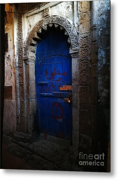 Architecture Metal Print featuring the photograph Old blue door by Jarek Filipowicz