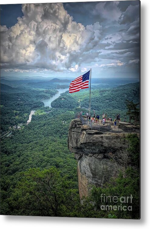 Chimney Rock Metal Print featuring the photograph Old Glory on the Rock by Buddy Morrison