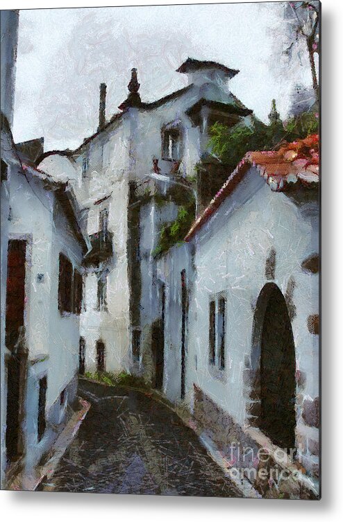 Painting Metal Print featuring the painting Old Town Street by Dimitar Hristov