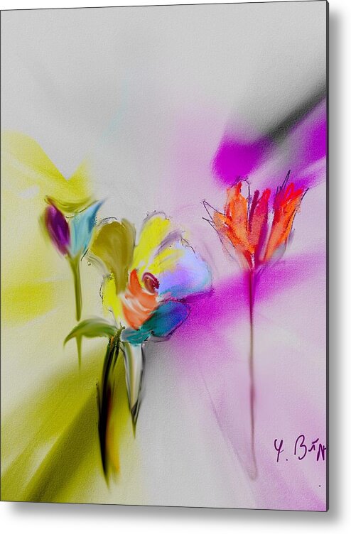 Ipad Painting Metal Print featuring the digital art Paper Flowers by Frank Bright