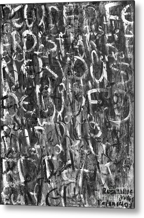 Text Expressionism Painting Metal Print featuring the painting Paranoid by Roseanne Jones