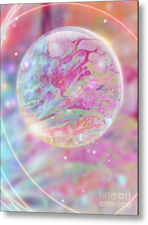 Colorful Metal Print featuring the digital art Pastel Dream Sphere by Rachel Hannah