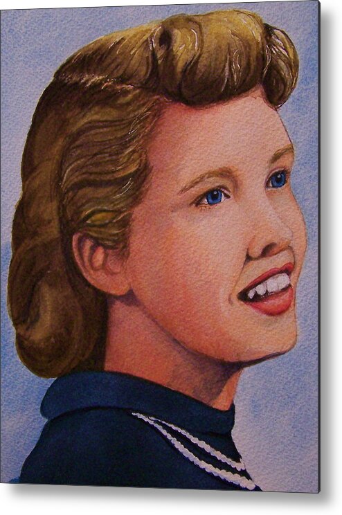 Portrait Metal Print featuring the painting Patty Rose by Lynn Babineau
