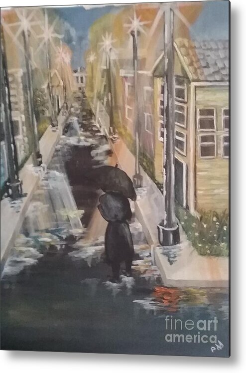 Rain Metal Print featuring the painting Persistence by Saundra Johnson