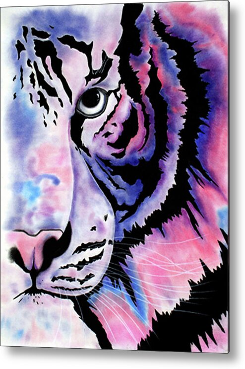 Tigers Paintings Metal Print featuring the drawing Piercing by Mayhem Mediums