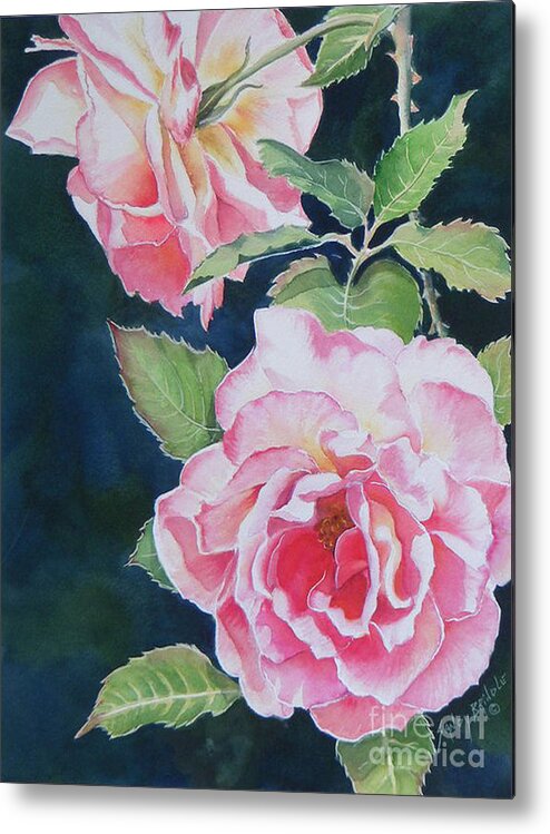 Watercolor Metal Print featuring the painting Pink Beauties SOLD original by Sandy Brindle
