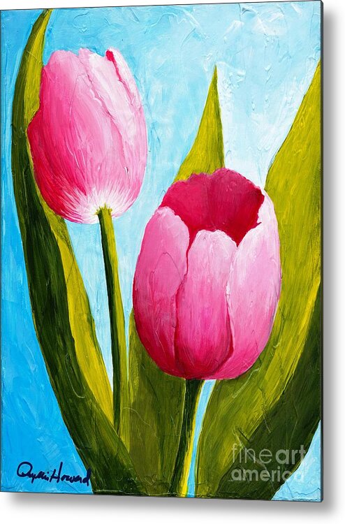 Tulip Metal Print featuring the painting Pink Bubblegum Tulip II by Phyllis Howard