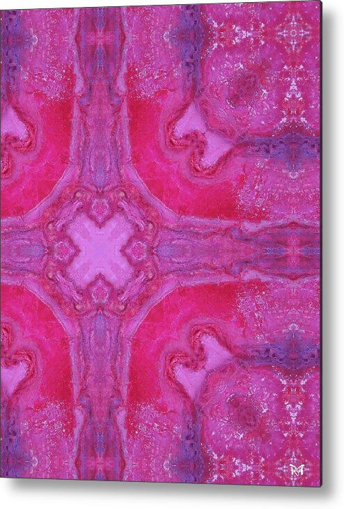 Acrylics Metal Print featuring the mixed media Pink Cross by Maria Watt