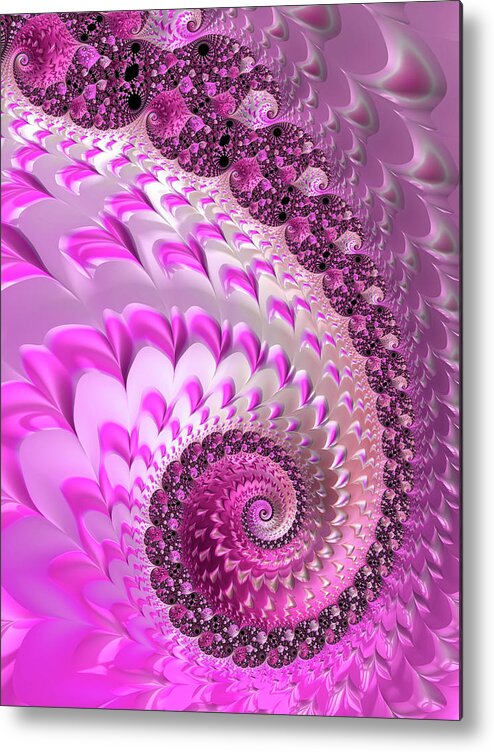 Pink Metal Print featuring the digital art Pink spiral with lovely hearts by Matthias Hauser
