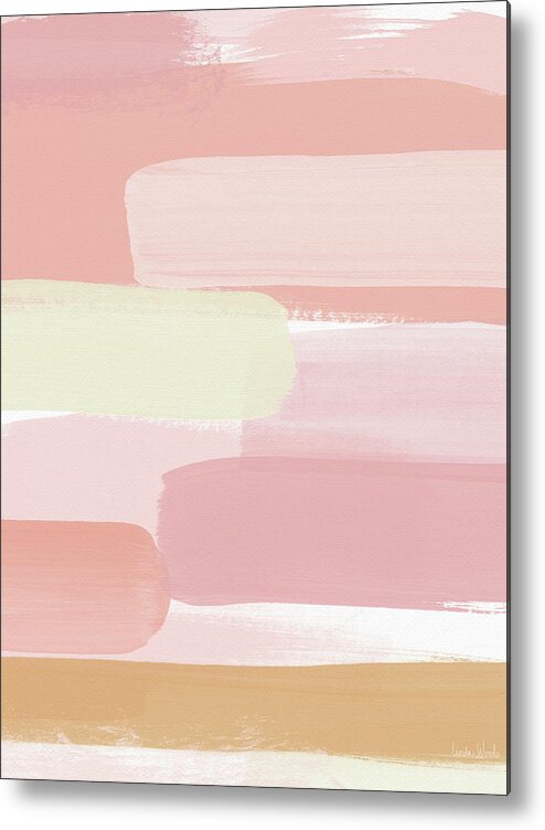 Stripe Metal Print featuring the mixed media Pink Sunset Stripe 2- Art by Linda Woods by Linda Woods