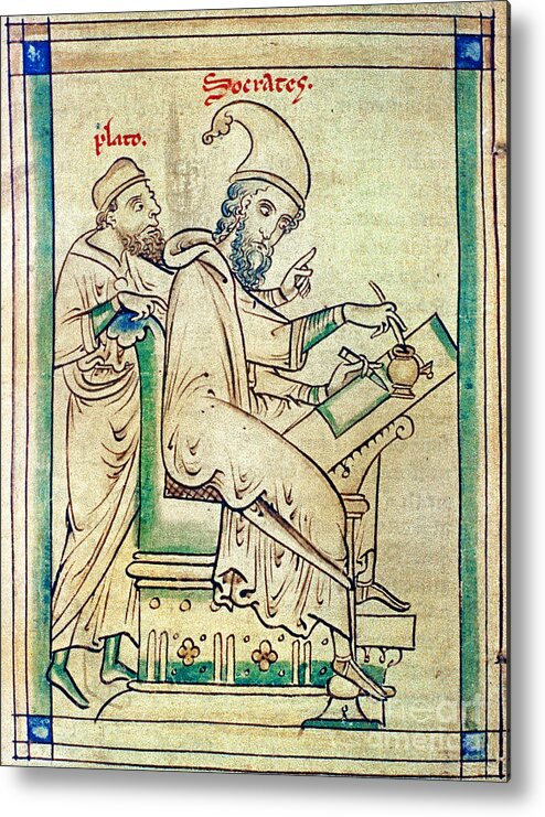 13th Century Metal Print featuring the drawing Plato With Socrates by Granger