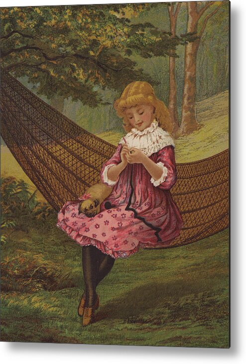 Hammock Metal Print featuring the painting Playful Work by English School