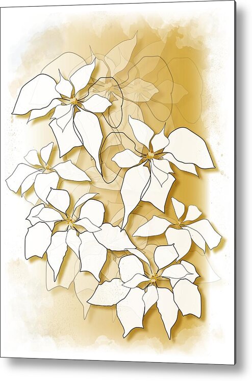 Poinsettias Metal Print featuring the digital art Poinsettias by Gina Harrison