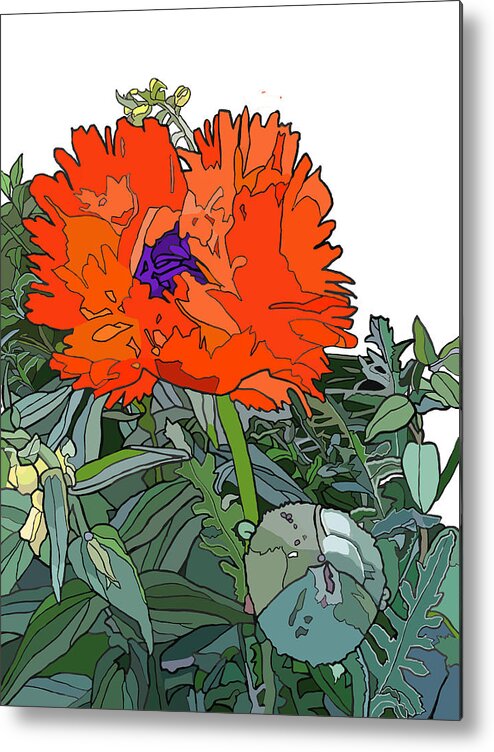 Orange Metal Print featuring the painting Poppy by Jamie Downs
