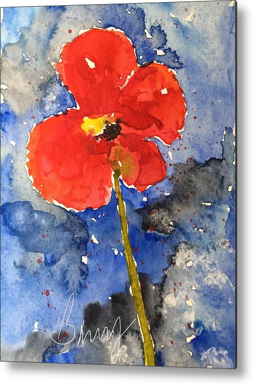 Poppy Metal Print featuring the painting Postcard Poppy by Bonny Butler