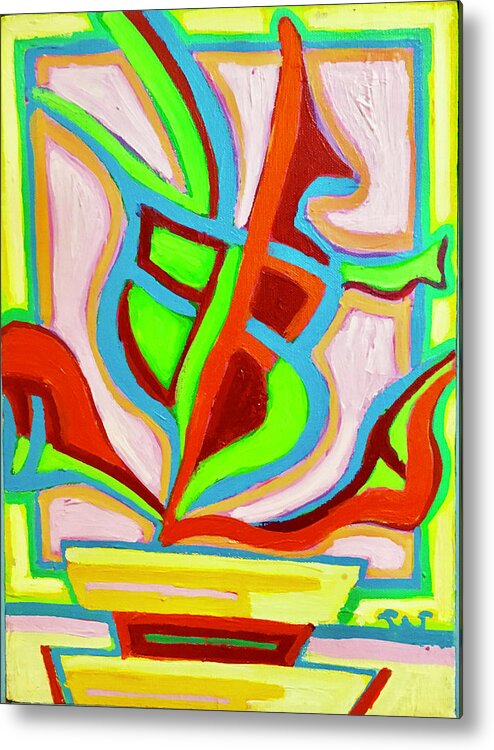 Abstract Metal Print featuring the painting Pot Dance by Rod Whyte