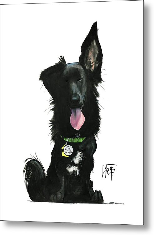 Pet Portrait Metal Print featuring the drawing Prince 7-1480 by John LaFree