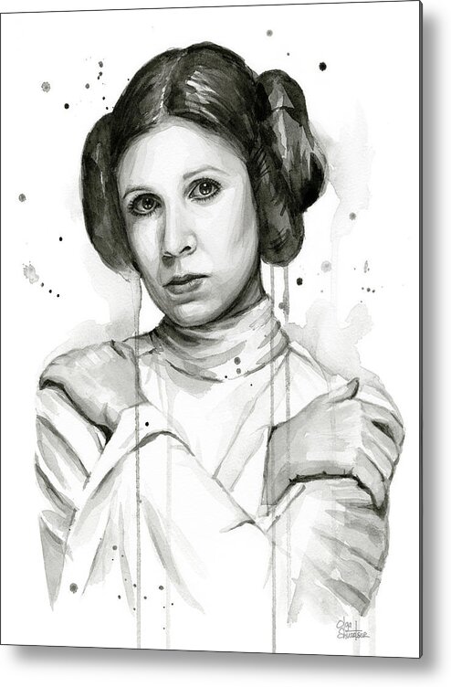 Leia Metal Print featuring the painting Princess Leia Portrait Carrie Fisher Art by Olga Shvartsur