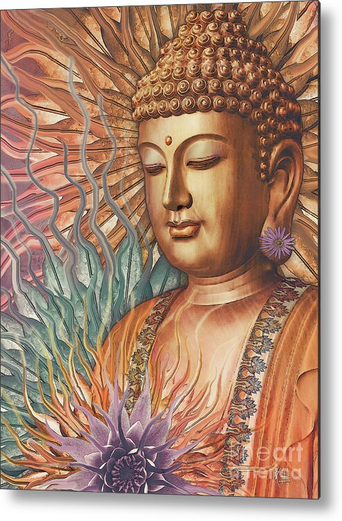 Buddha Metal Print featuring the digital art Proliferation of Peace - Buddha Art by Christopher Beikmann by Christopher Beikmann