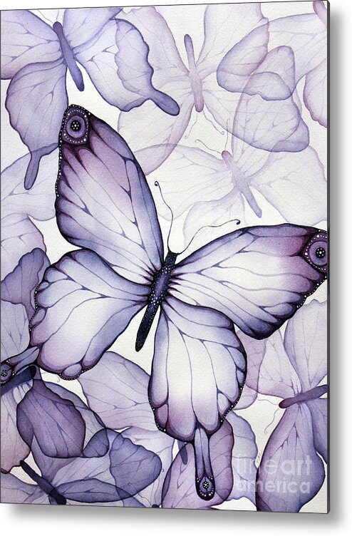 Purple Metal Print featuring the painting Purple Butterflies by Christina Meeusen