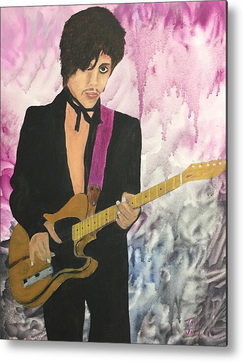 Prince Metal Print featuring the painting Purple Rain by Tony Rodriguez