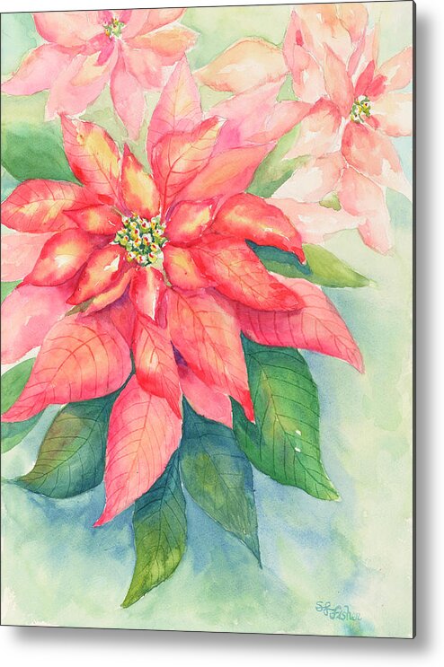 Poinsettia Metal Print featuring the painting Queen of the Show by Sandy Fisher