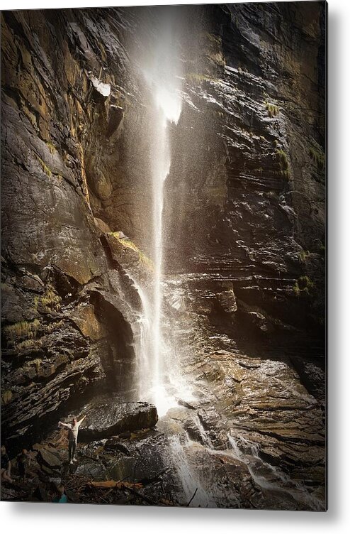 Kelly Hazel Metal Print featuring the photograph Rainbow Falls of Jones Gap by Kelly Hazel