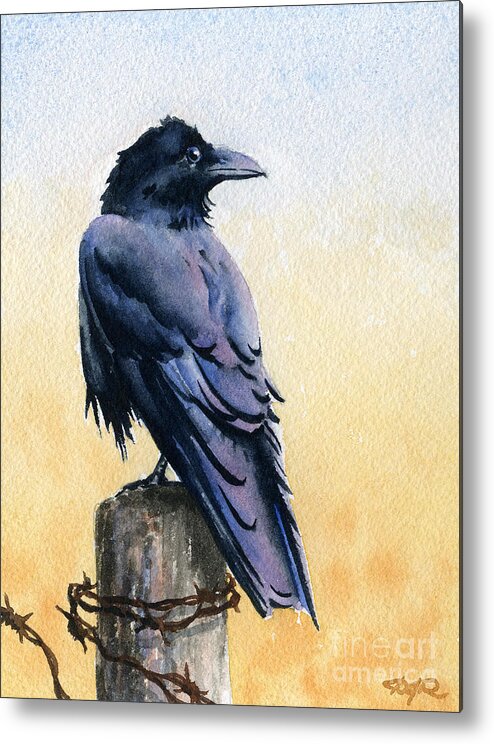 Raven Metal Print featuring the painting Raven by David Rogers