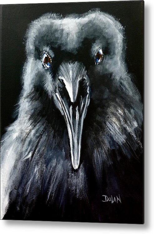 Raven Metal Print featuring the painting Raven Squawk by Pat Dolan