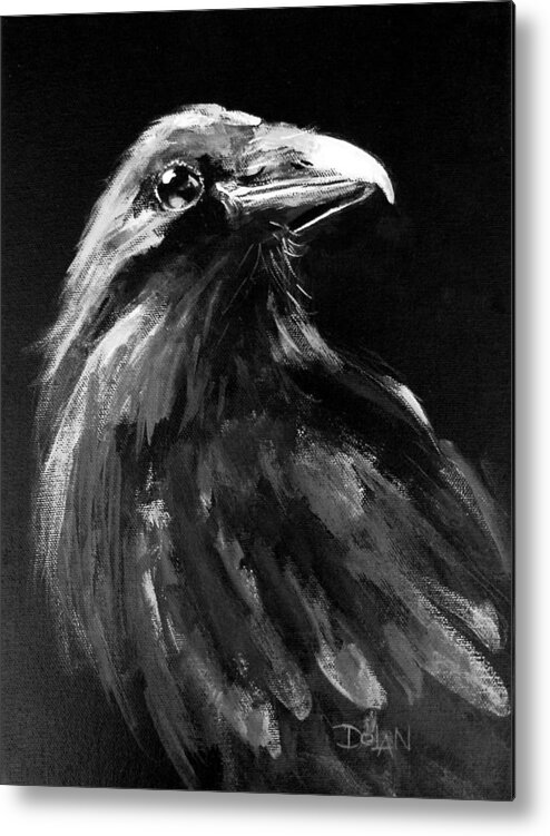 Raven Metal Print featuring the painting Raven Watching by Pat Dolan