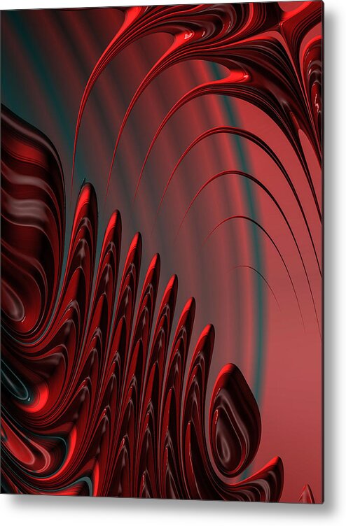 Red Metal Print featuring the digital art Red and black modern fractal design by Matthias Hauser