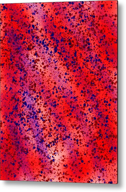 Red And Blue Splatter Abstract Metal Print featuring the painting Red and Blue Splatter Abstract by Becky Herrera