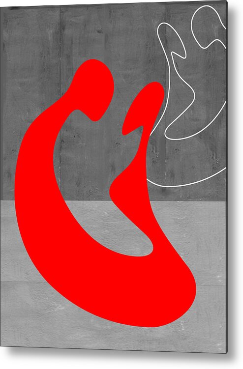 Abstract Metal Poster featuring the painting Red Couple by Naxart Studio
