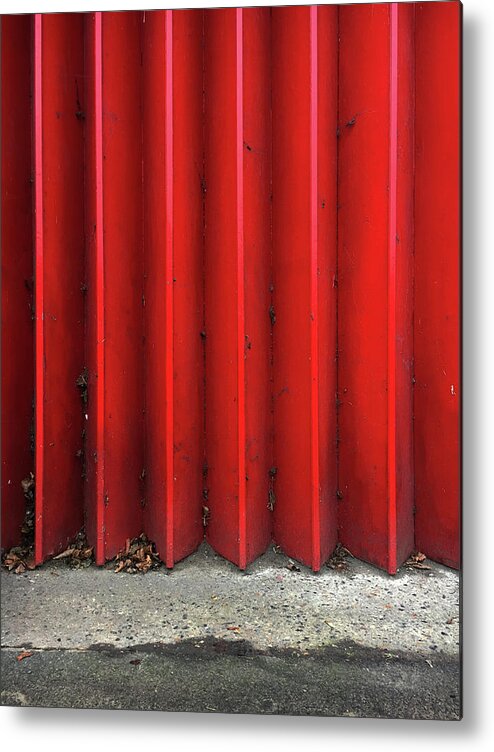 Background Metal Print featuring the photograph Red expanding metal by Tom Gowanlock