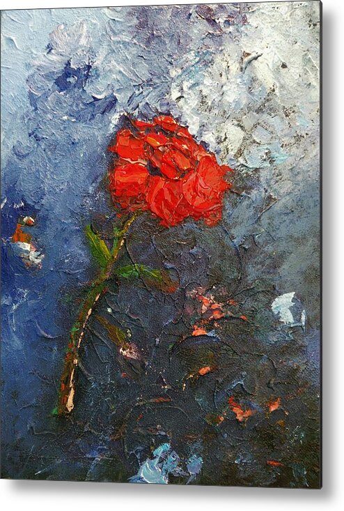 Flowers Metal Print featuring the painting Red flower by Ray Khalife
