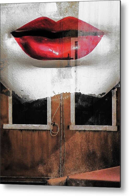 Lips Metal Print featuring the photograph Red lips and old windows by Gabi Hampe