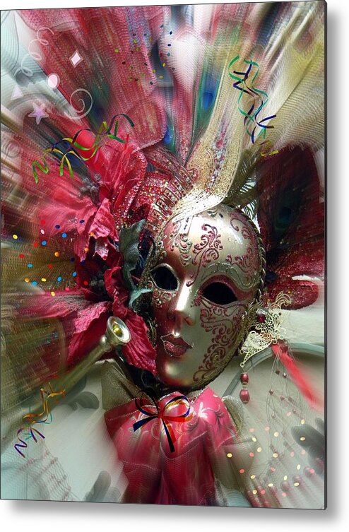 Red Mask Metal Print featuring the photograph Red Mask of Fun by Amanda Eberly